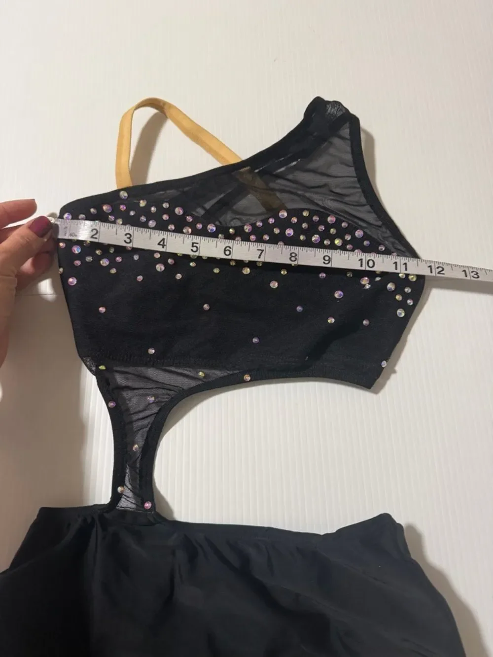 Ilo Gear Glamorous black custom dance costume leotard illusion XSA adult